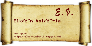 Elkán Valéria névjegykártya